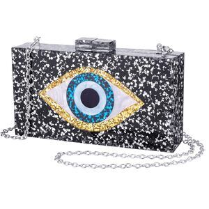 3819 Clutch Purses , Acrylic Blue Evil Eye Evening Bag, Crossbody Bag